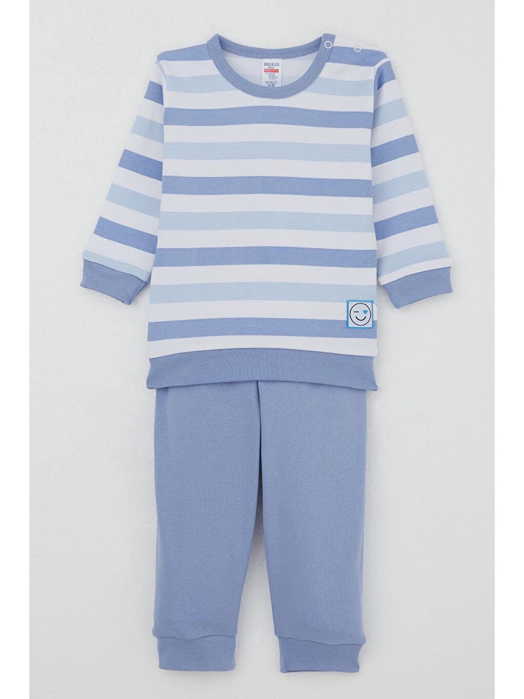 Erkek Bebek Pijama Takımı Omuzdan Patlı Sevgi Temalı Emoji Armalı Karışık Renk (4 Ay-1 Yaş)