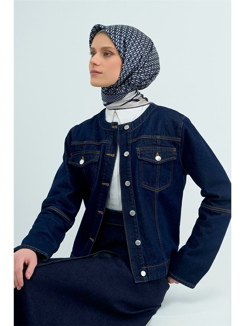 İndigo Saf İpek Sura Eşarp 9502D 09