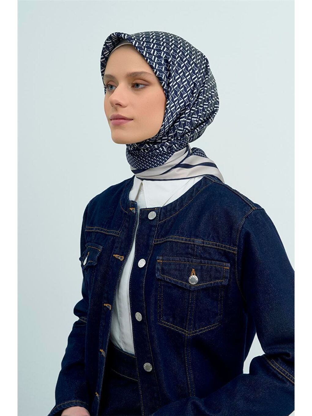 İndigo Saf İpek Sura Eşarp 9502D 09-1