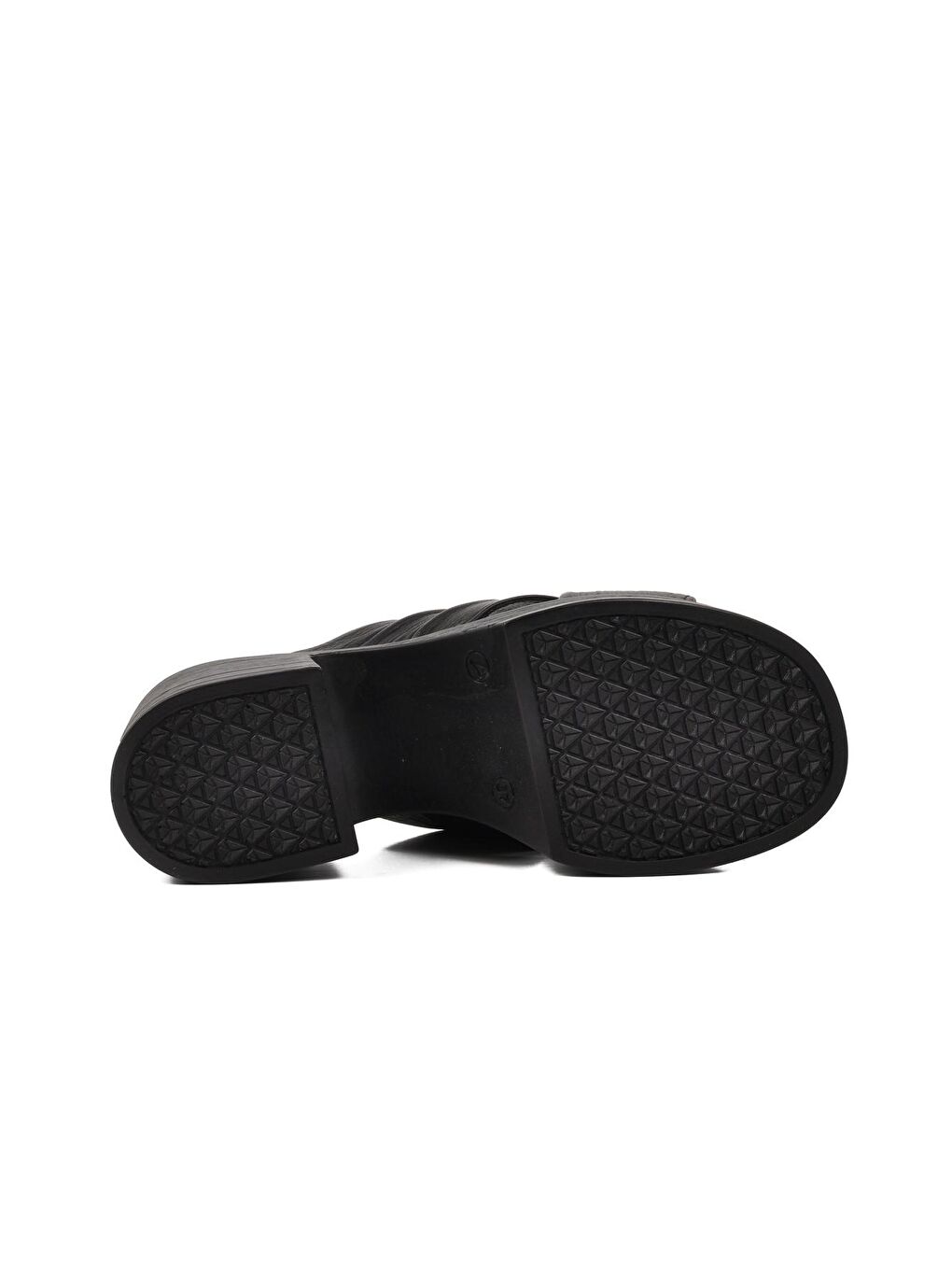 Siyah Hakiki Deri Kadın Dolgu Topuklu Terlik 523004-4