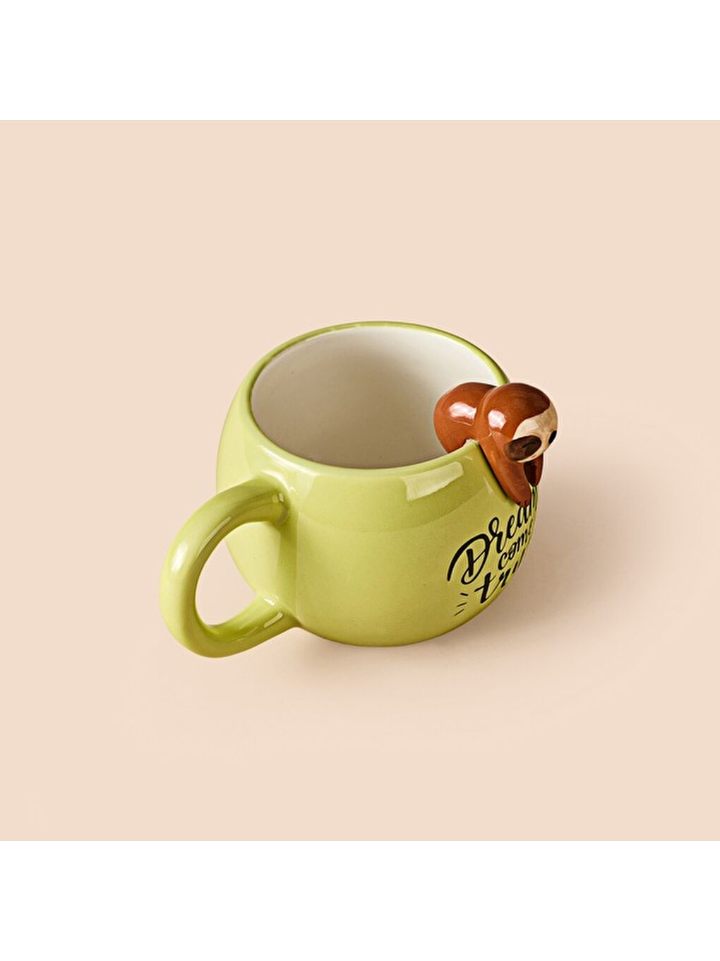 Kitchen Miskin Desenli Seramik Kupa - Sarı - 400 ml-1