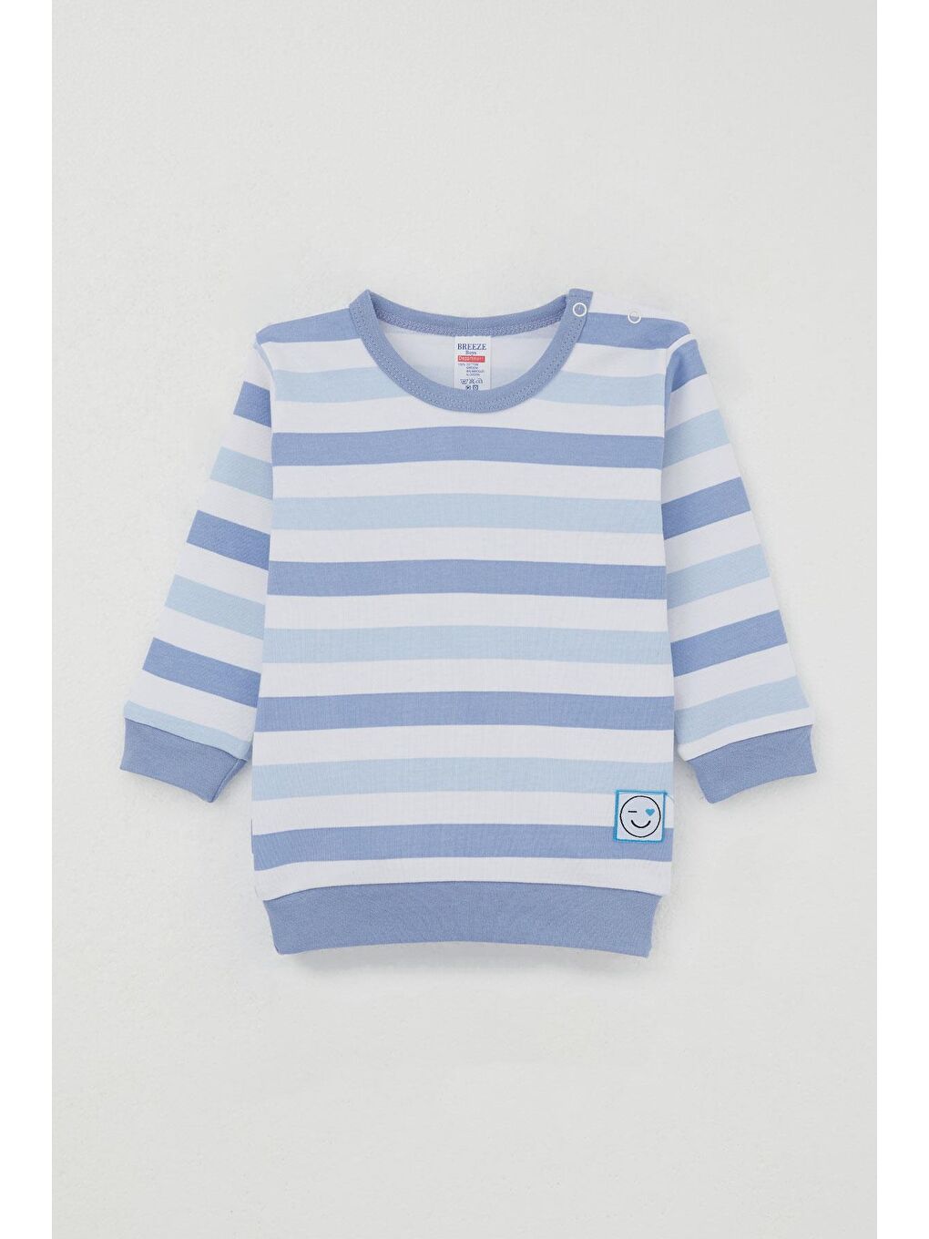 Erkek Bebek Pijama Takımı Omuzdan Patlı Sevgi Temalı Emoji Armalı Karışık Renk (4 Ay-1 Yaş)-3