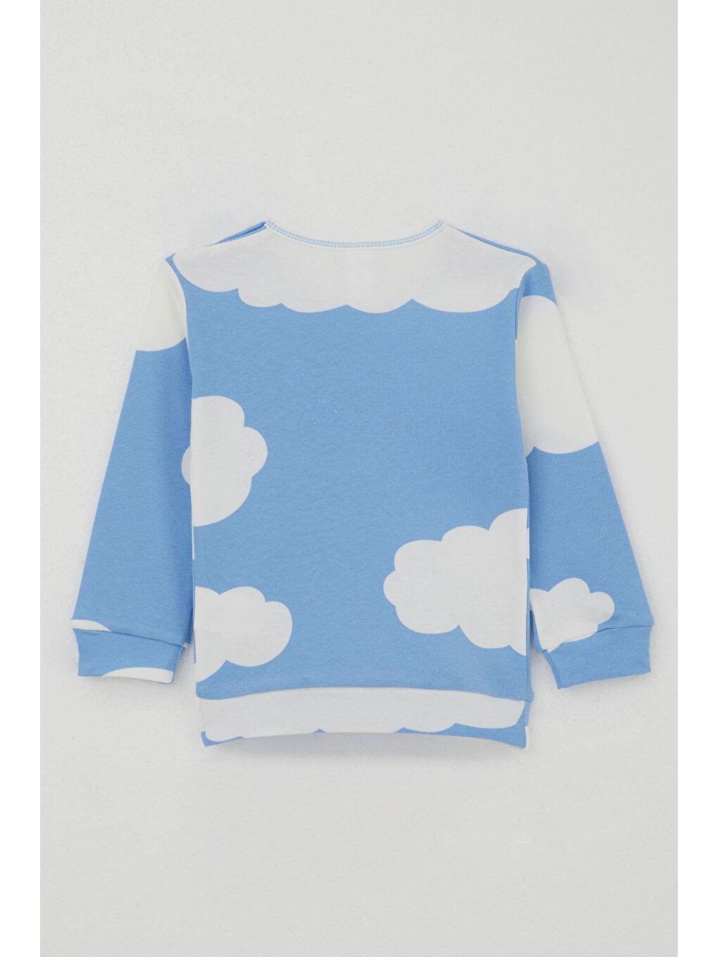 Erkek Bebek Pijama Takımı Omuzdan Patlı Bulut Desenli Mavi (4 Ay-1 Yaş)-1