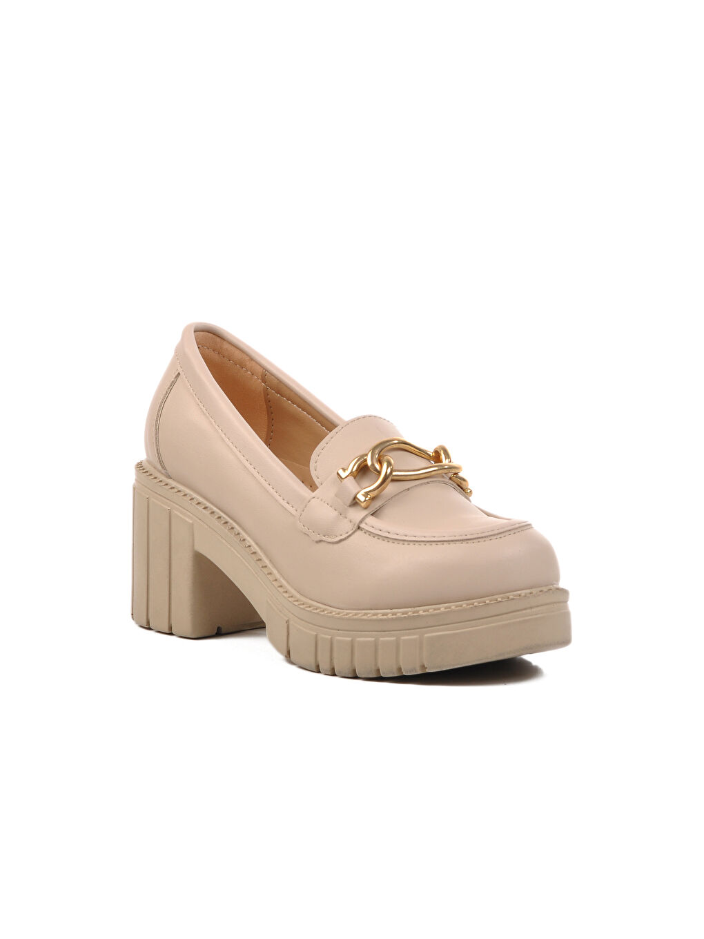 Bej Cilt Topuklu Kadın Casual Ayakkabı 572385 Z-2