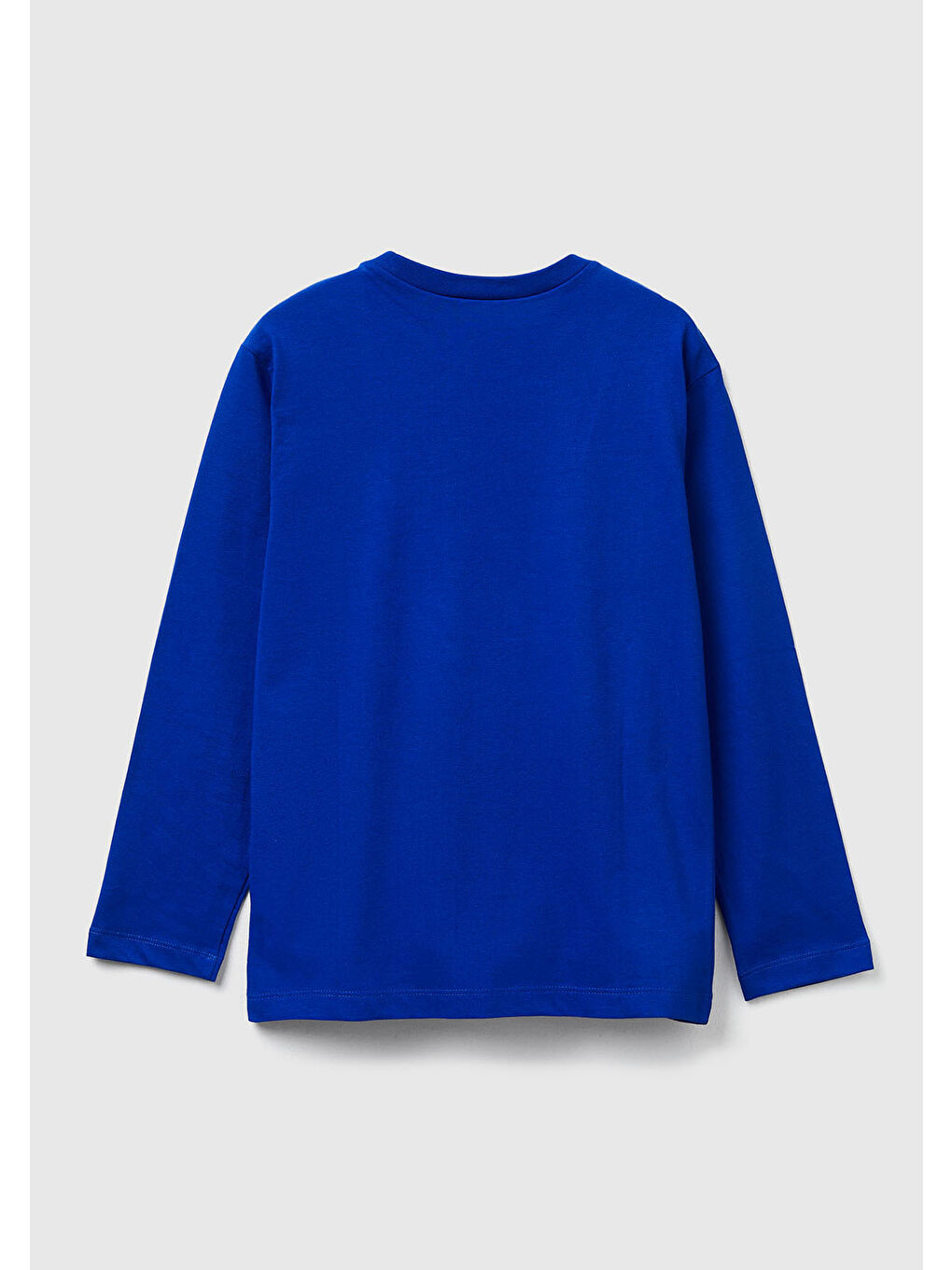 Erkek Çocuk Saks Mavisi Önü Baskılı Bisiklet Yaka Uzun Kollu T-shirt-1