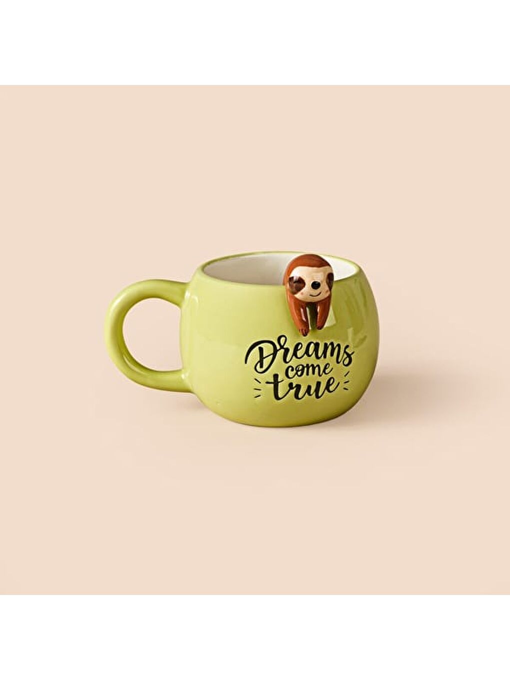 Kitchen Miskin Desenli Seramik Kupa - Sarı - 400 ml-3