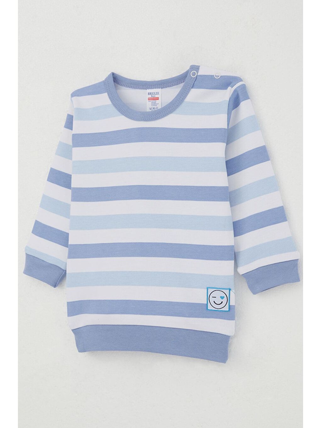 Erkek Bebek Pijama Takımı Omuzdan Patlı Sevgi Temalı Emoji Armalı Karışık Renk (4 Ay-1 Yaş)-4