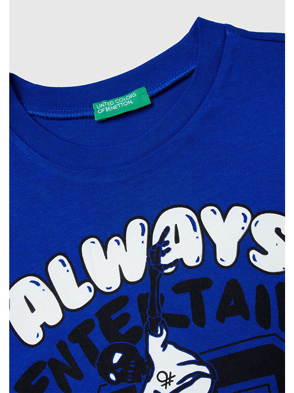 Erkek Çocuk Saks Mavisi Önü Baskılı Bisiklet Yaka Uzun Kollu T-shirt-2