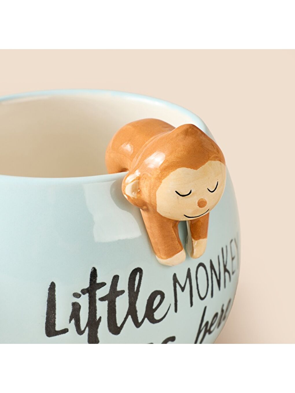Kitchen Maymun Desenli Seramik Kupa - Mavi - 400 ml-1
