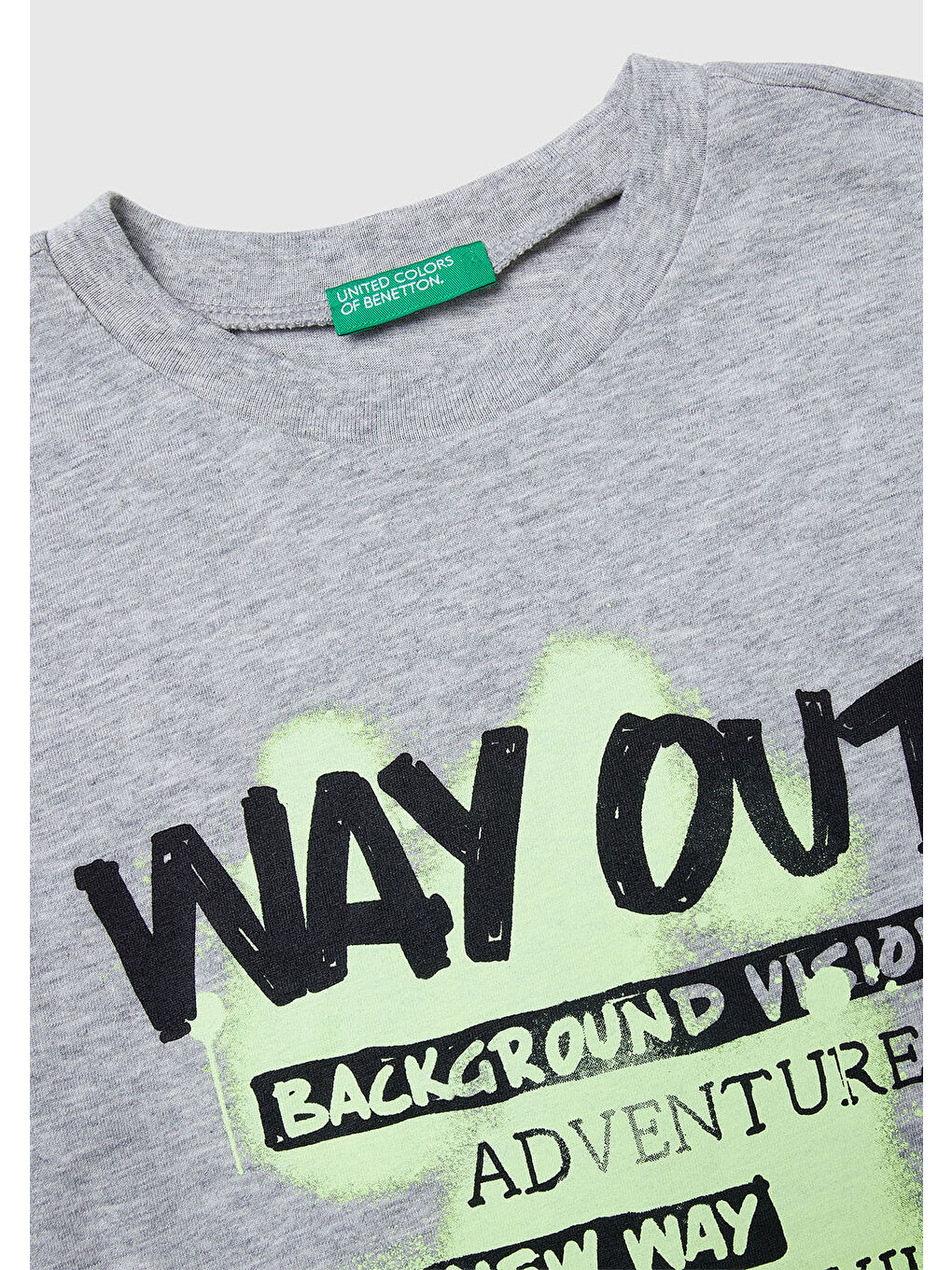 Erkek Çocuk Gri Melanj Önü Baskılı Bisiklet Yaka Uzun Kollu T-shirt-2