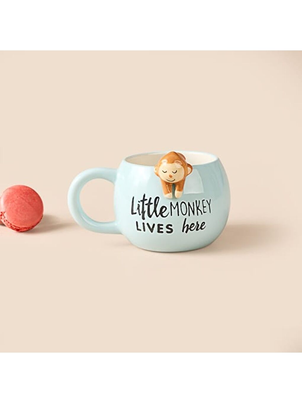 Kitchen Maymun Desenli Seramik Kupa - Mavi - 400 ml-3
