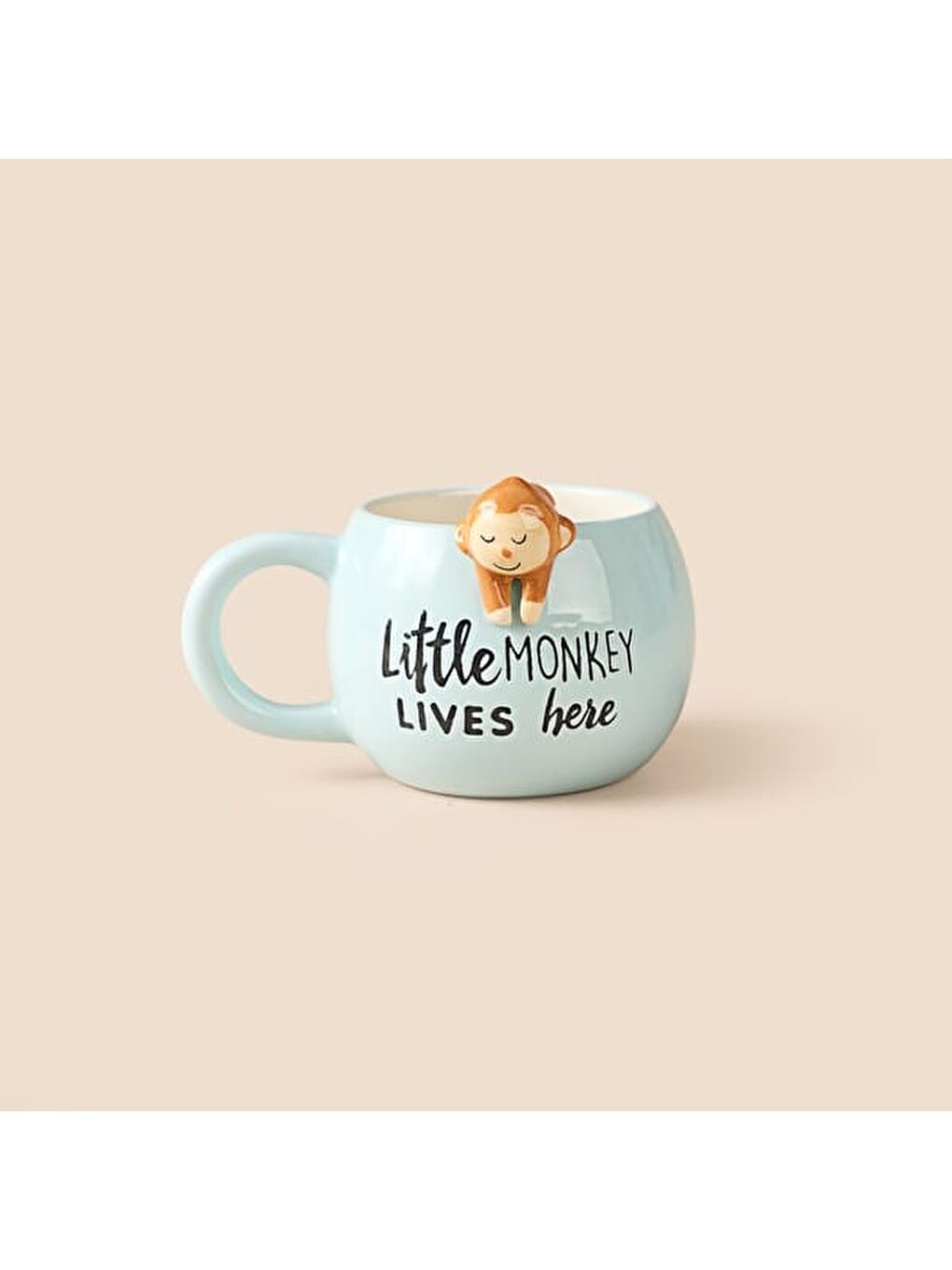 Kitchen Maymun Desenli Seramik Kupa - Mavi - 400 ml-4