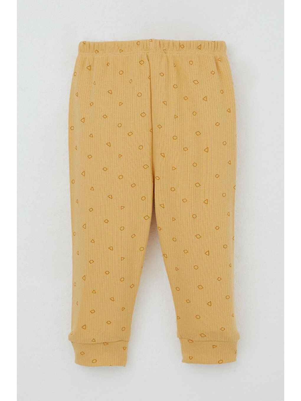 Erkek Bebek Pijama Takımı Omuzdan Patlı Mini Geometrik Şekiller Hardal Sarı (4 Ay-1 Yaş)-1