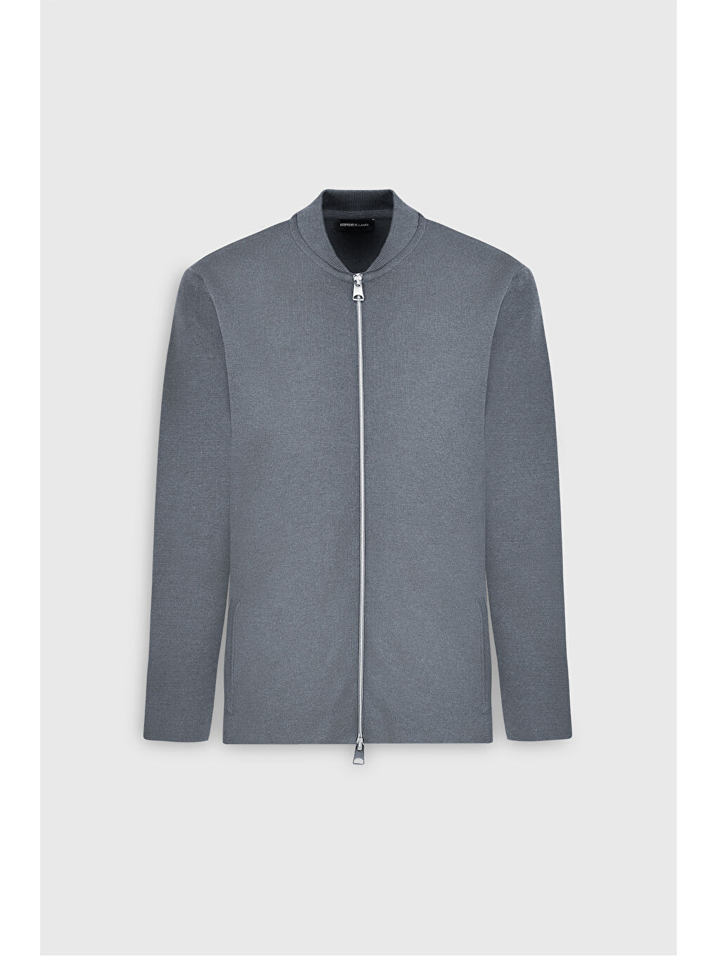 Erkek Gri Melanj %100 Pamuk Standart Fit Normal Kesim Kolej Yaka Cepli Triko Hırka