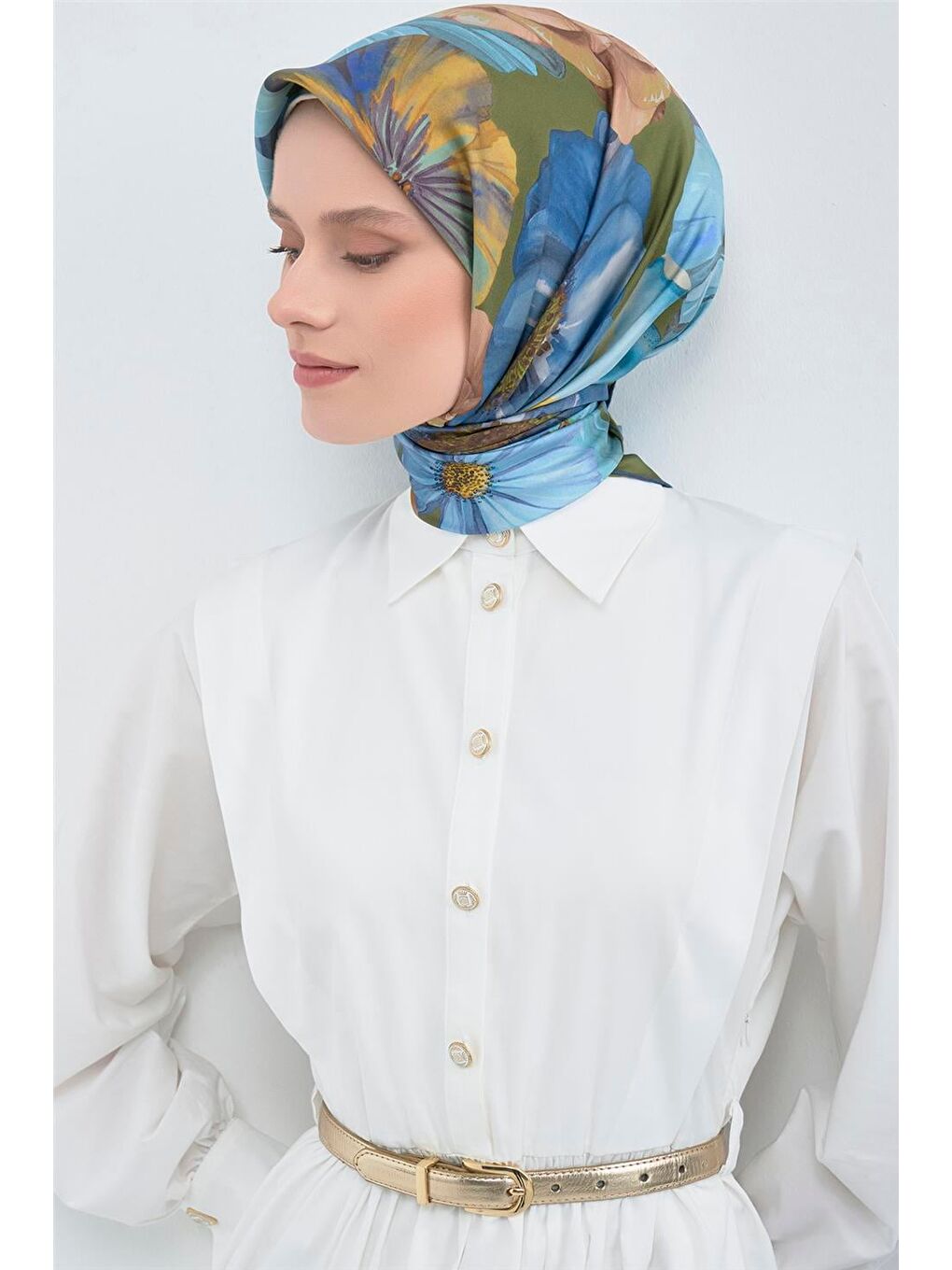 İndigo Saf İpek Sura Eşarp 9503D 56-1