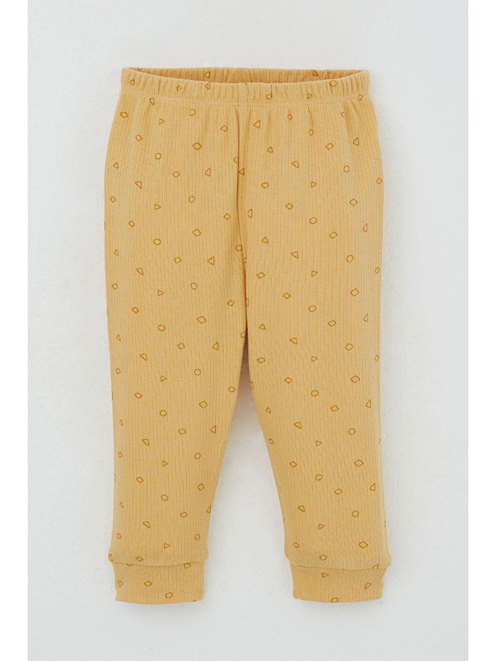 Erkek Bebek Pijama Takımı Omuzdan Patlı Mini Geometrik Şekiller Hardal Sarı (4 Ay-1 Yaş)-2