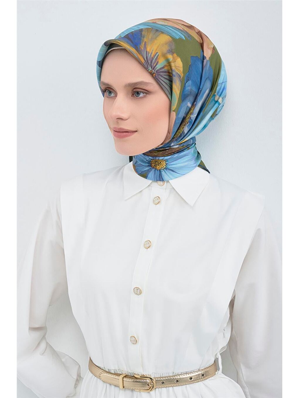 İndigo Saf İpek Sura Eşarp 9503D 56-2