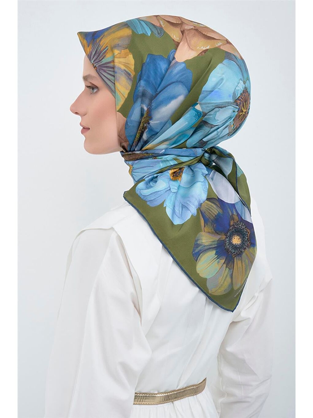 İndigo Saf İpek Sura Eşarp 9503D 56-3