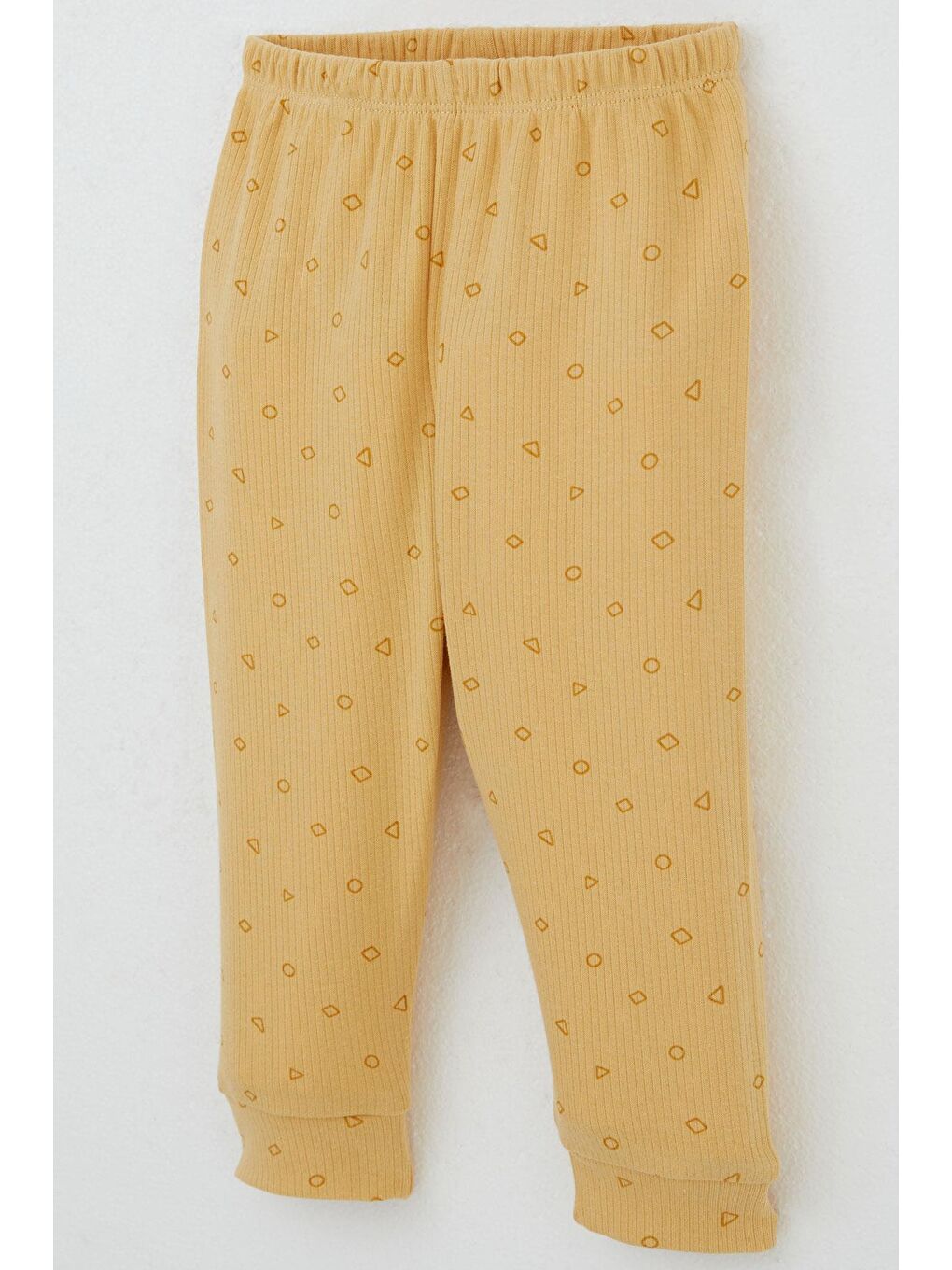 Erkek Bebek Pijama Takımı Omuzdan Patlı Mini Geometrik Şekiller Hardal Sarı (4 Ay-1 Yaş)-3