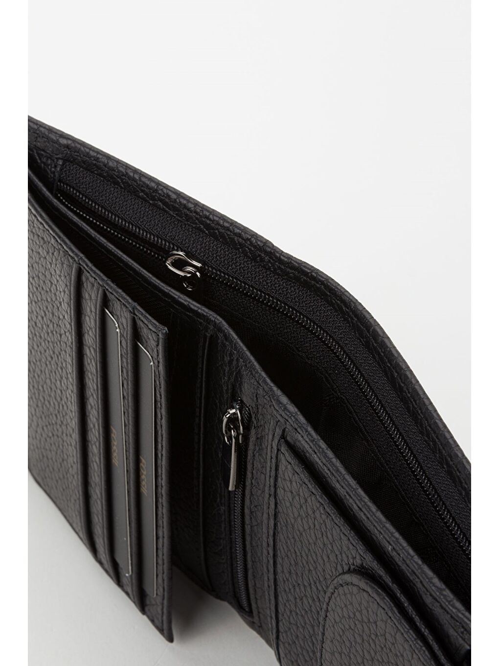 Siyah Kutulu Hakiki Deri Gök Mavi Küçük Boy Çok Gözlü Kadın El Portföyü Kartlık Cüzdan-1