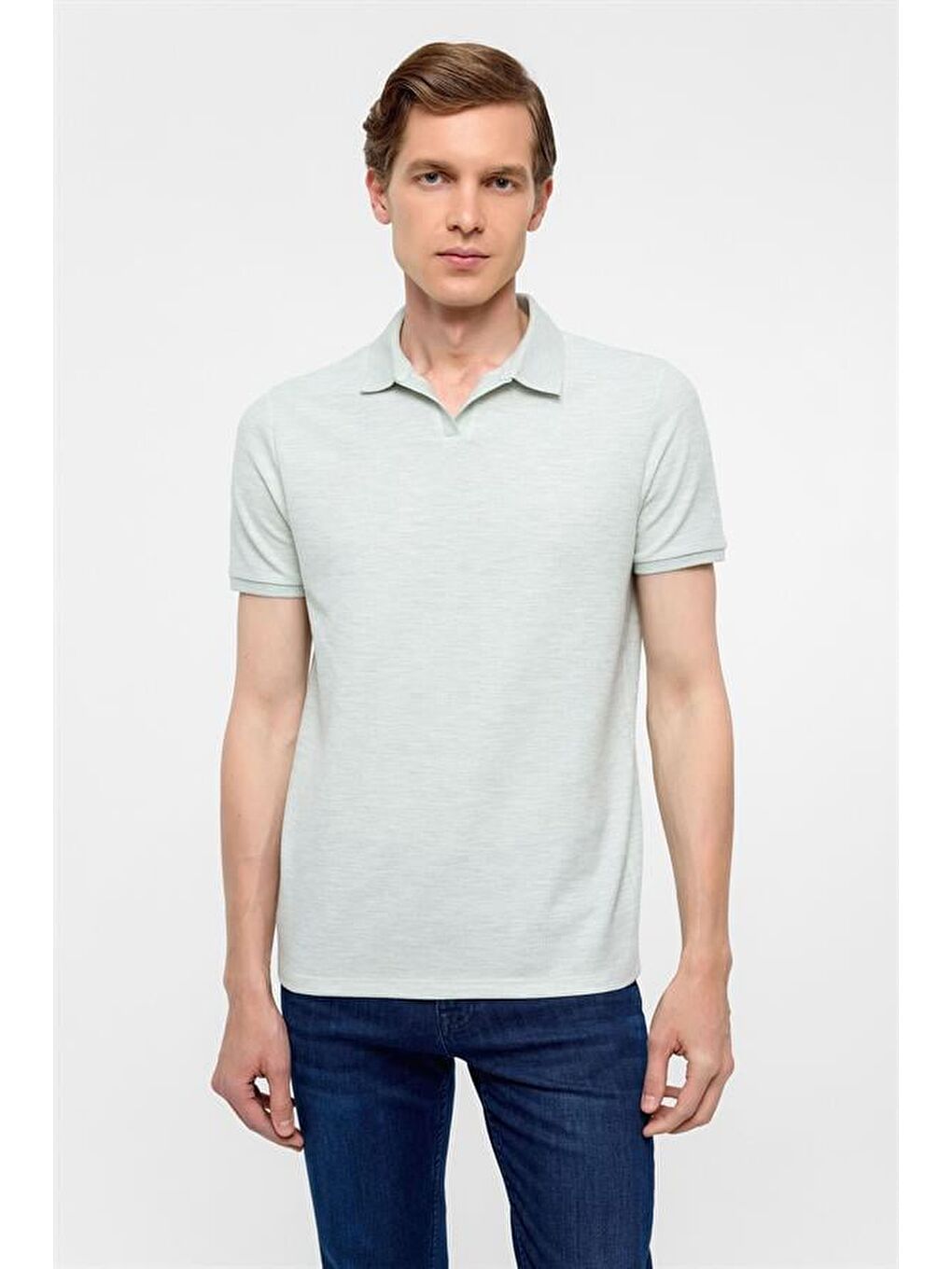 Haki Regular Armürlü Polo Yaka Tişört