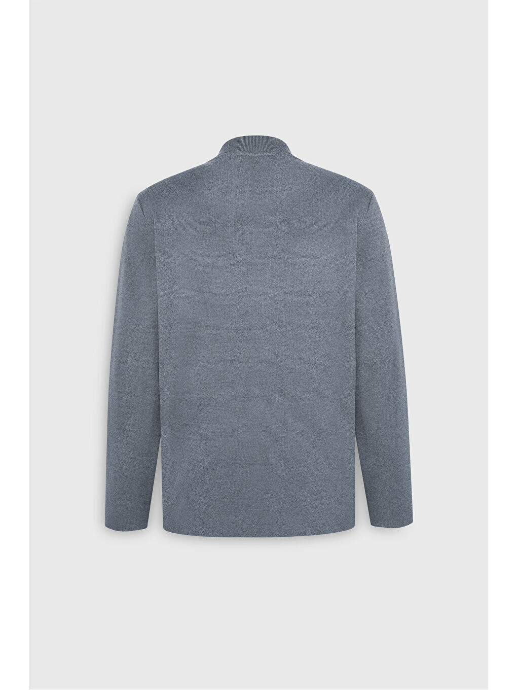 Erkek Gri Melanj %100 Pamuk Standart Fit Normal Kesim Kolej Yaka Cepli Triko Hırka-3