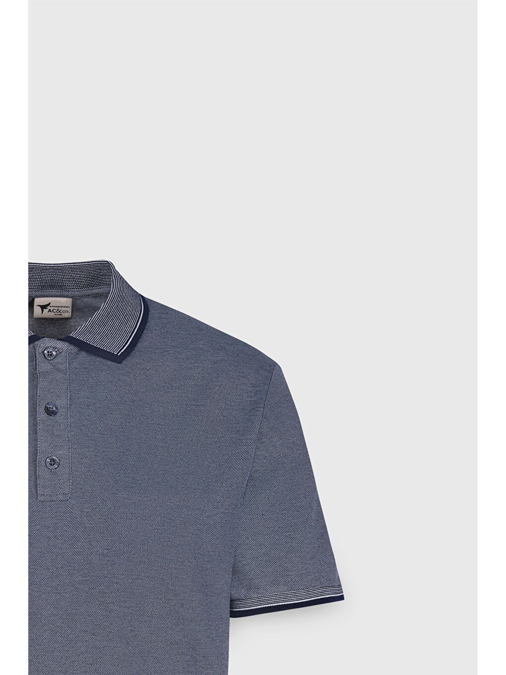 Erkek Lacivert Slim Fit Dar Kesim Kıvrılmaz Polo Yaka Kısa Kollu Tişört-6