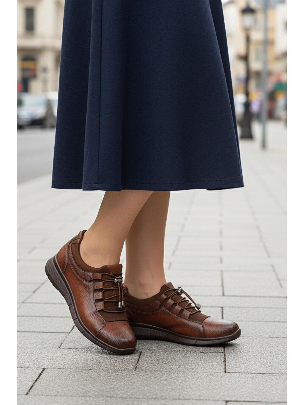 Kahverengi Taba Lastik Bağcıklı Hafif Esnek Kadın Casual Ayakkabı 293120 Z-2