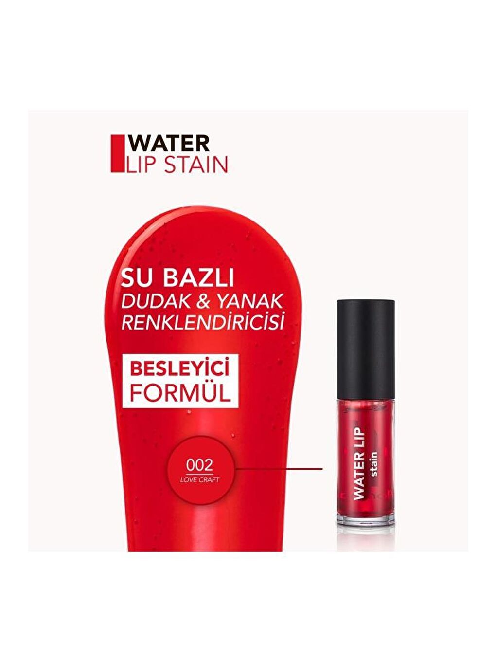 Flormar Açık Bej Kalıcı Mat Dudak Tint'i (Kırmızı) - Water Lip Stain - 002 Love Craft - 8682536042178 - 4