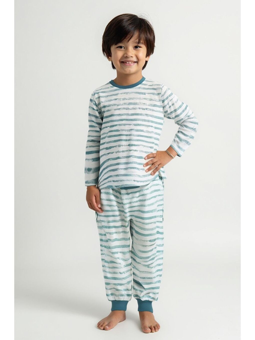 Unisex Çocuk Desenli Pijama Takımı - Mavi