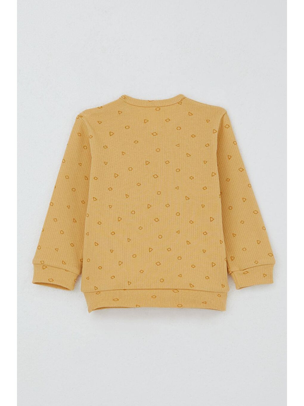 Erkek Bebek Pijama Takımı Omuzdan Patlı Mini Geometrik Şekiller Hardal Sarı (4 Ay-1 Yaş)-5