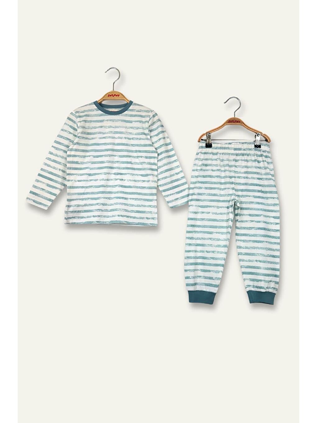 Unisex Çocuk Desenli Pijama Takımı - Mavi-1