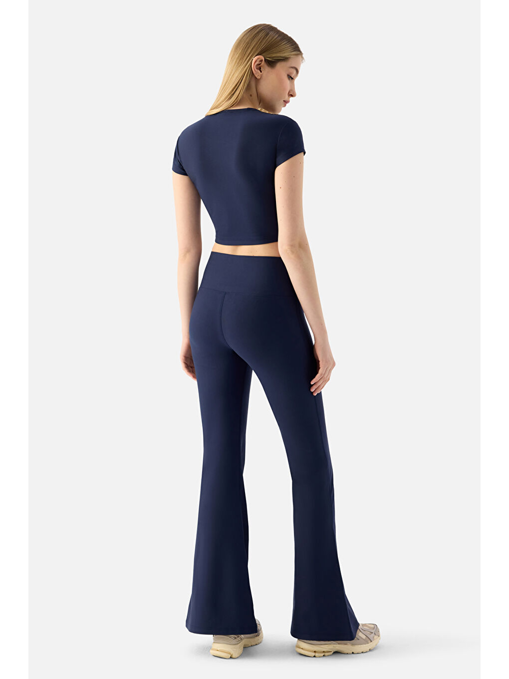 Melina Kısa Kol Lacivert Crop Top-2