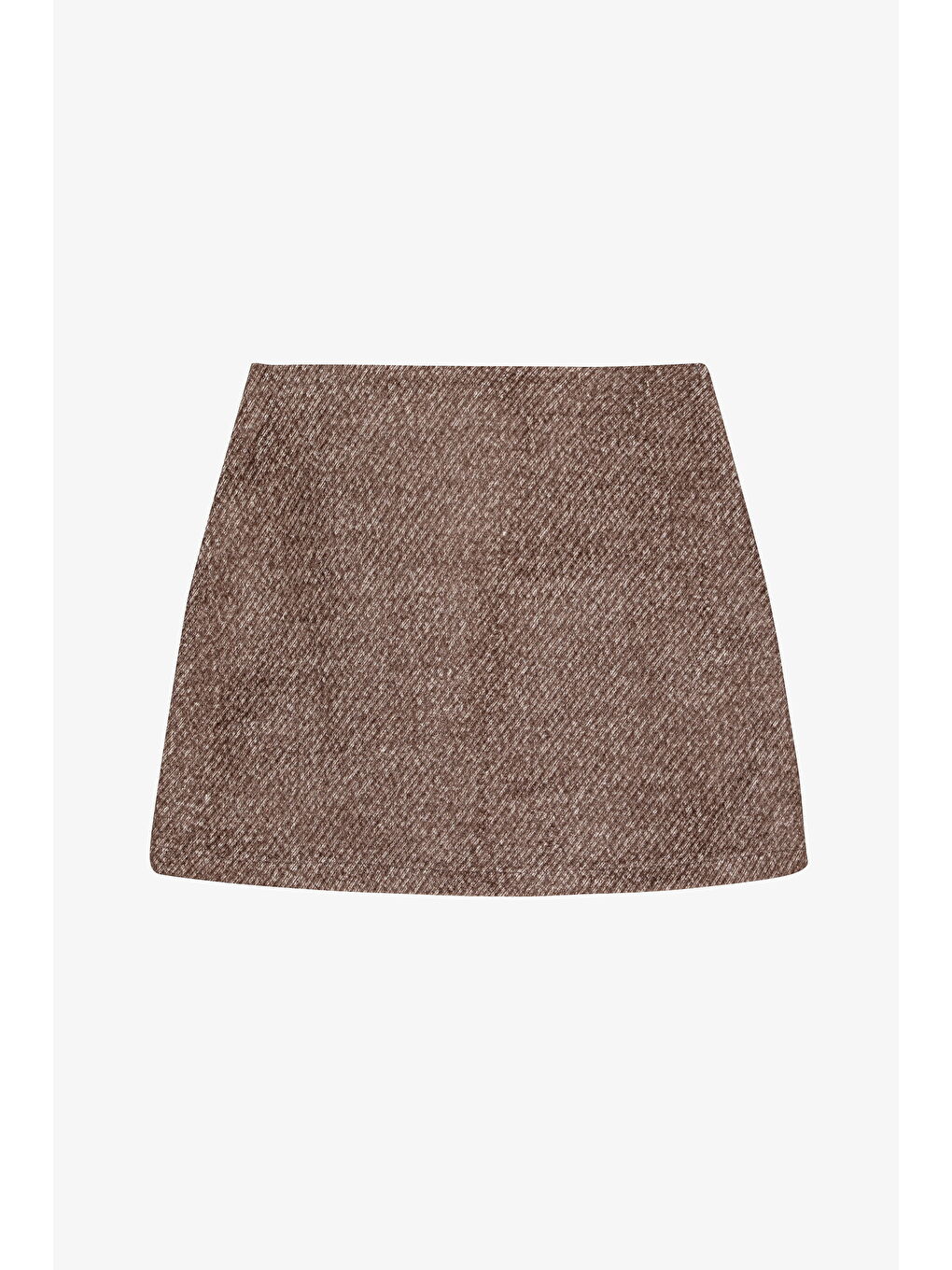 Çan Kesim Dokulu Mini Etek Kahverengi