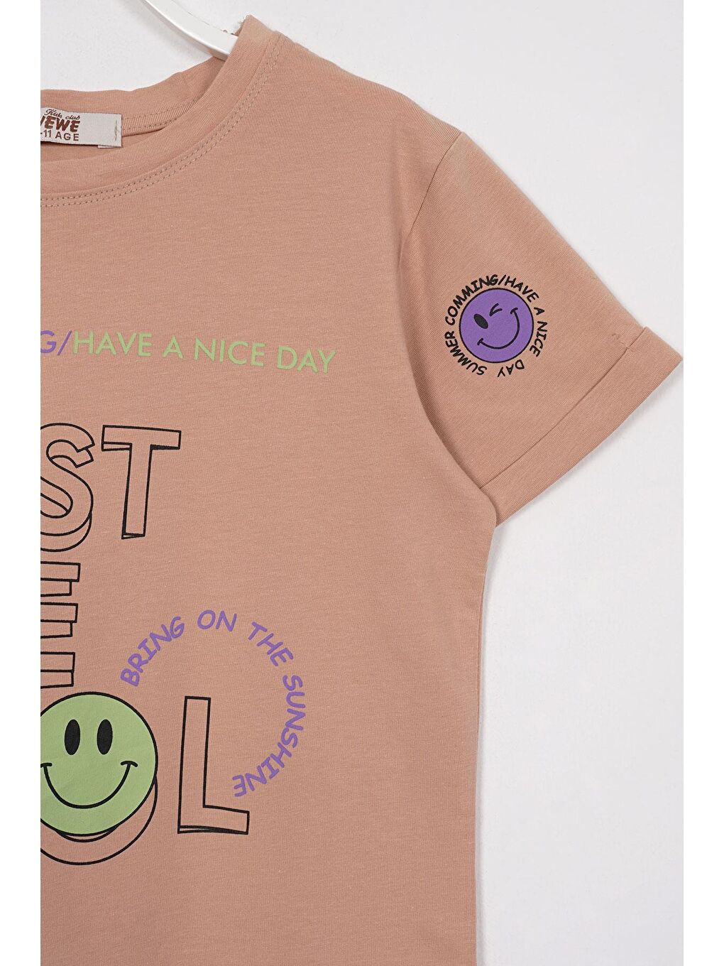 Just Be Cool Baskılı Bej Renk Kız Cocuk Tshırt-1