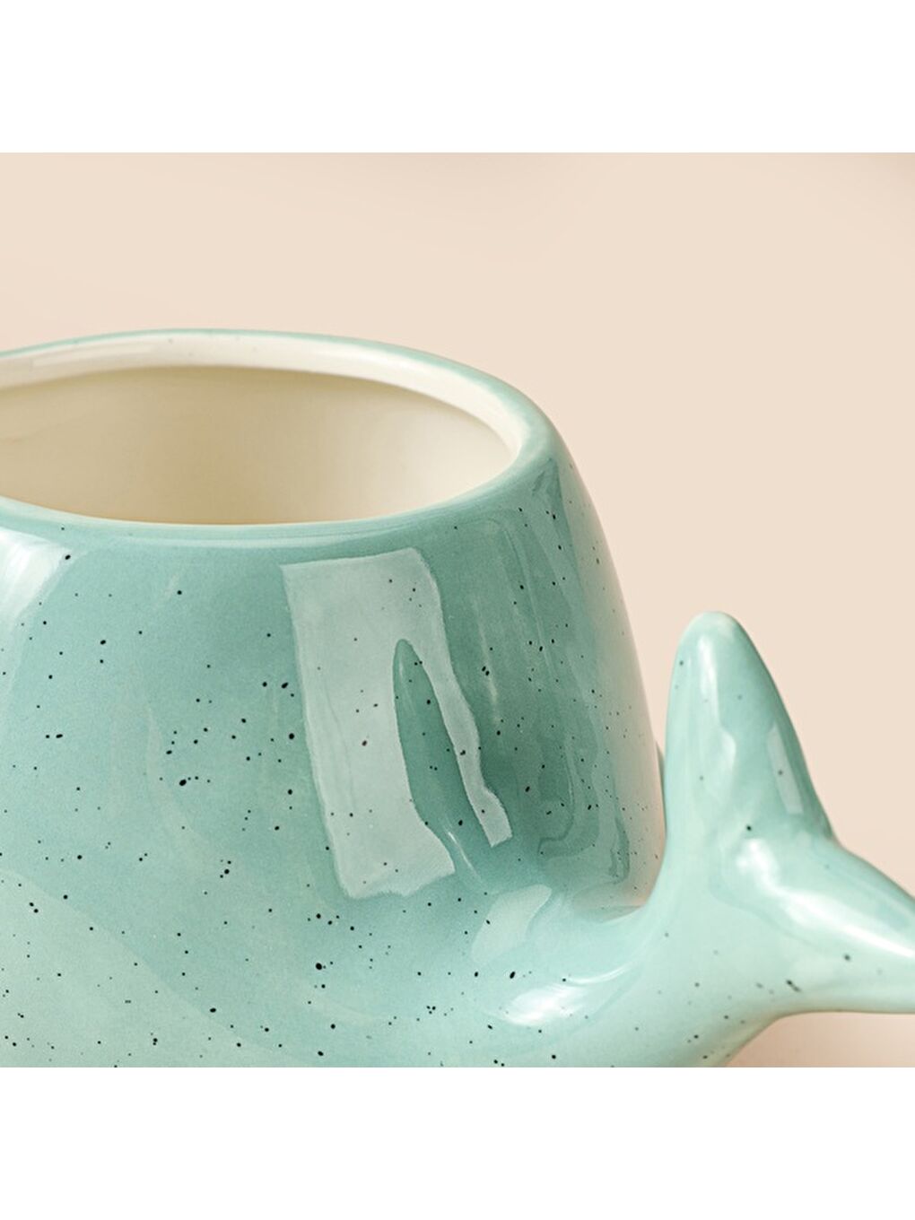 Kitchen Beyaz Balina Desenli Seramik Kupa - Renkli - 500 ml-1