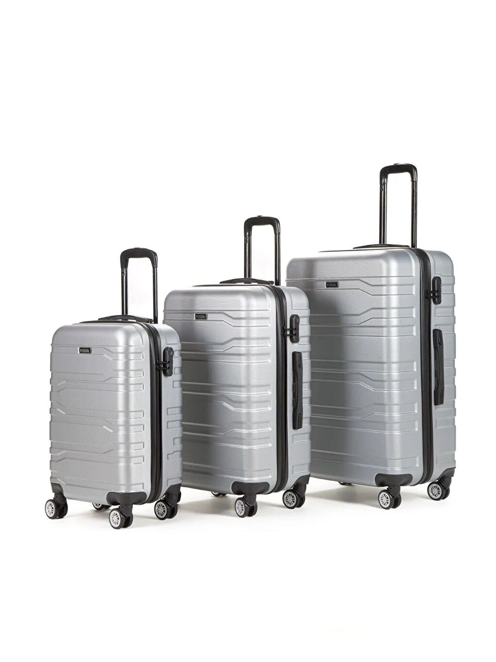 Gri ABS Unisex Kabin, Orta ve Büyük Boy 3'lü Valiz Seti-1