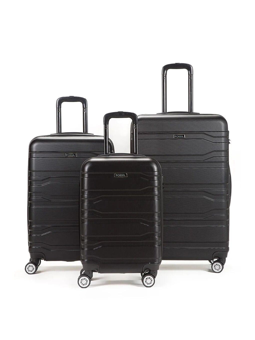 Siyah ABS Unisex Kabin, Orta ve Büyük Boy 3'lü Valiz Seti