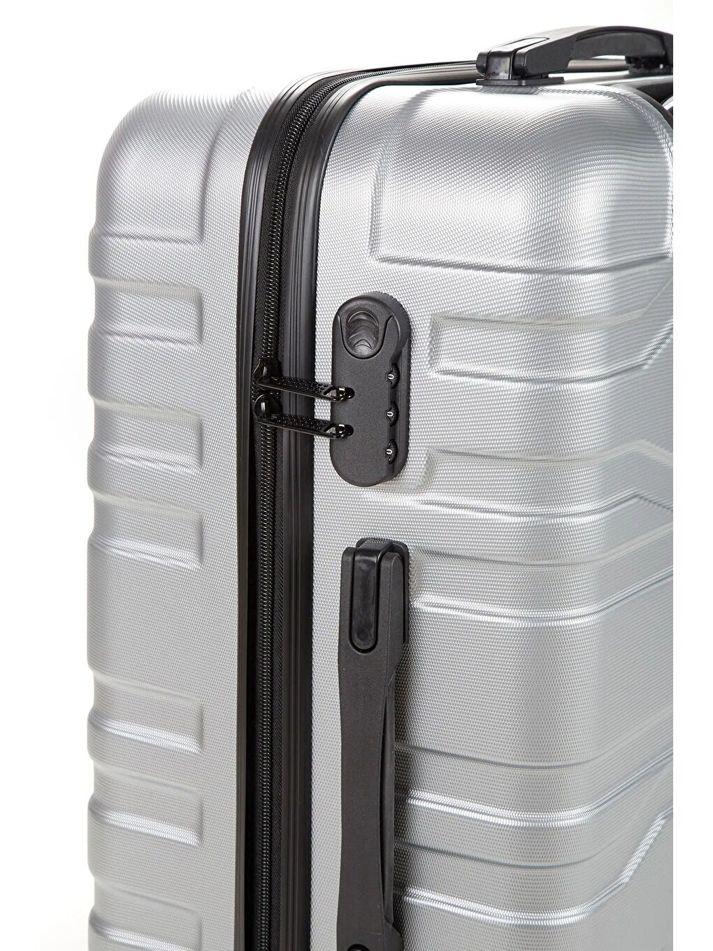 Gri ABS Unisex Kabin, Orta ve Büyük Boy 3'lü Valiz Seti-5