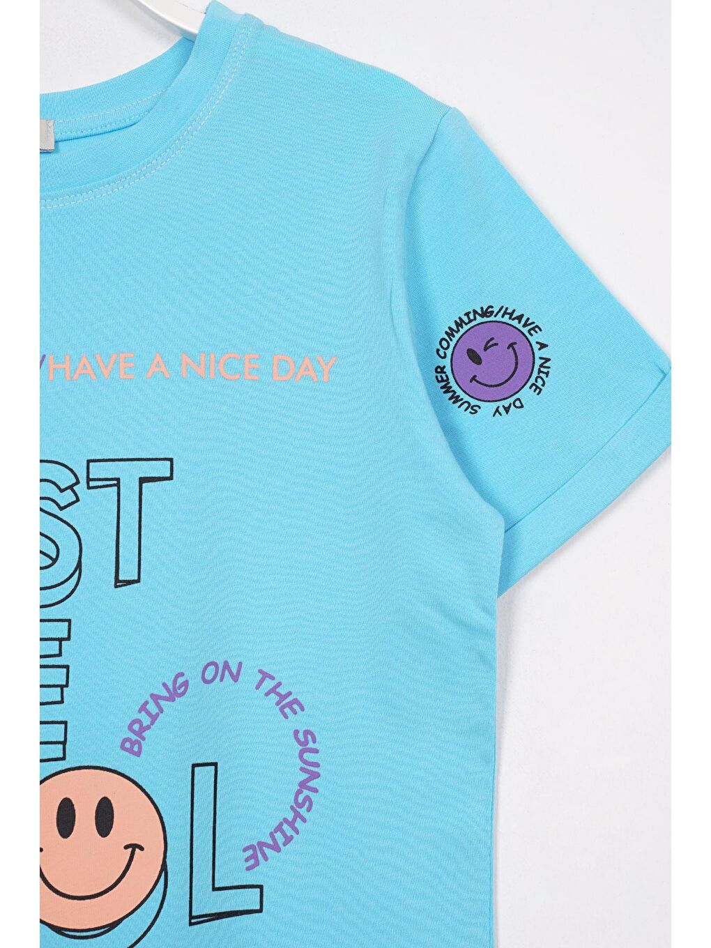 Just Be Cool Baskılı Mavi Renk Kız Cocuk Tshırt-1