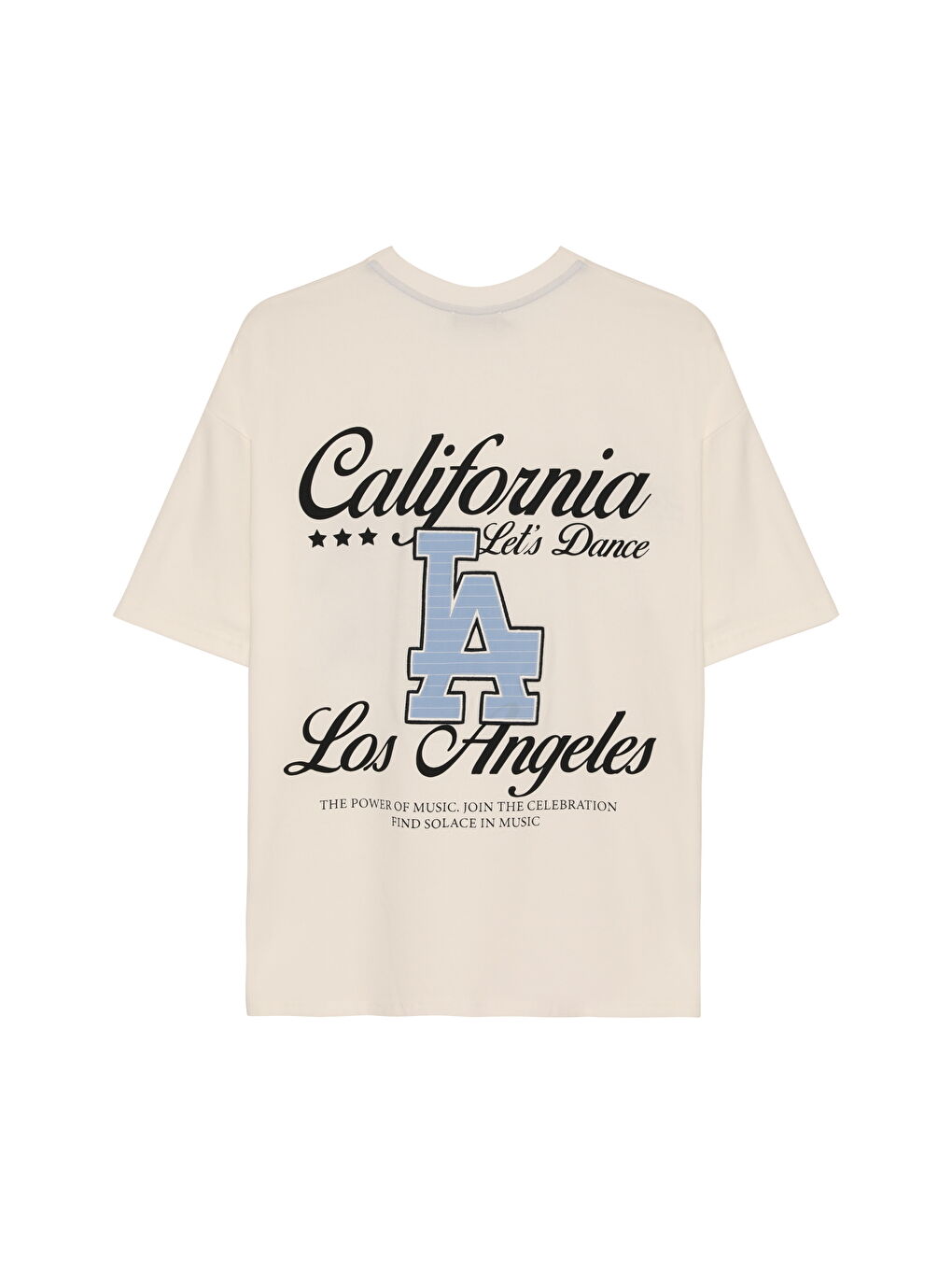 Renkli Los Angeles Baskılı Tişört Ekru-2