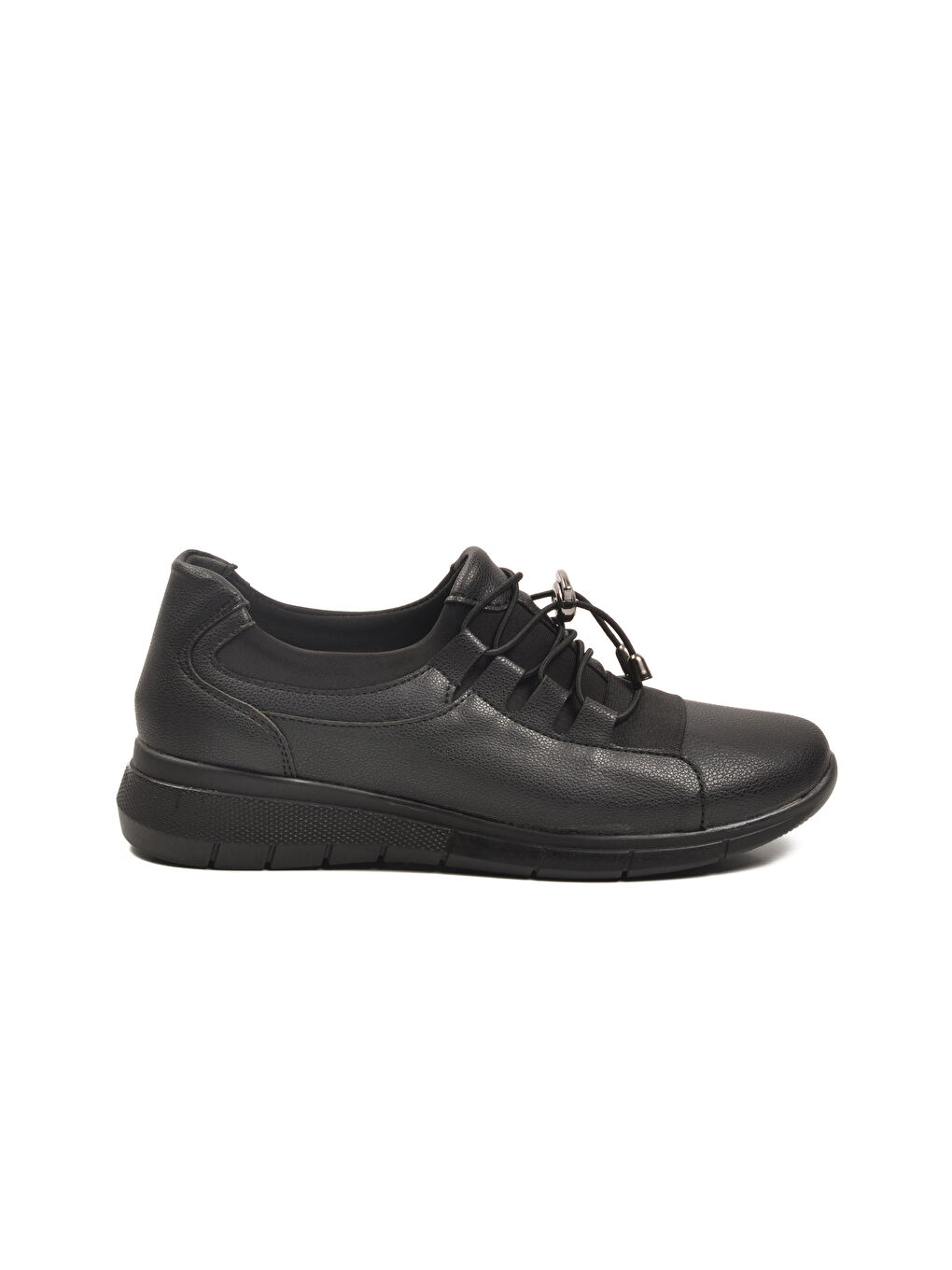 Siyah Lastik Bağcıklı Hafif Esnek Kadın Casual Ayakkabı 293120 Z-1