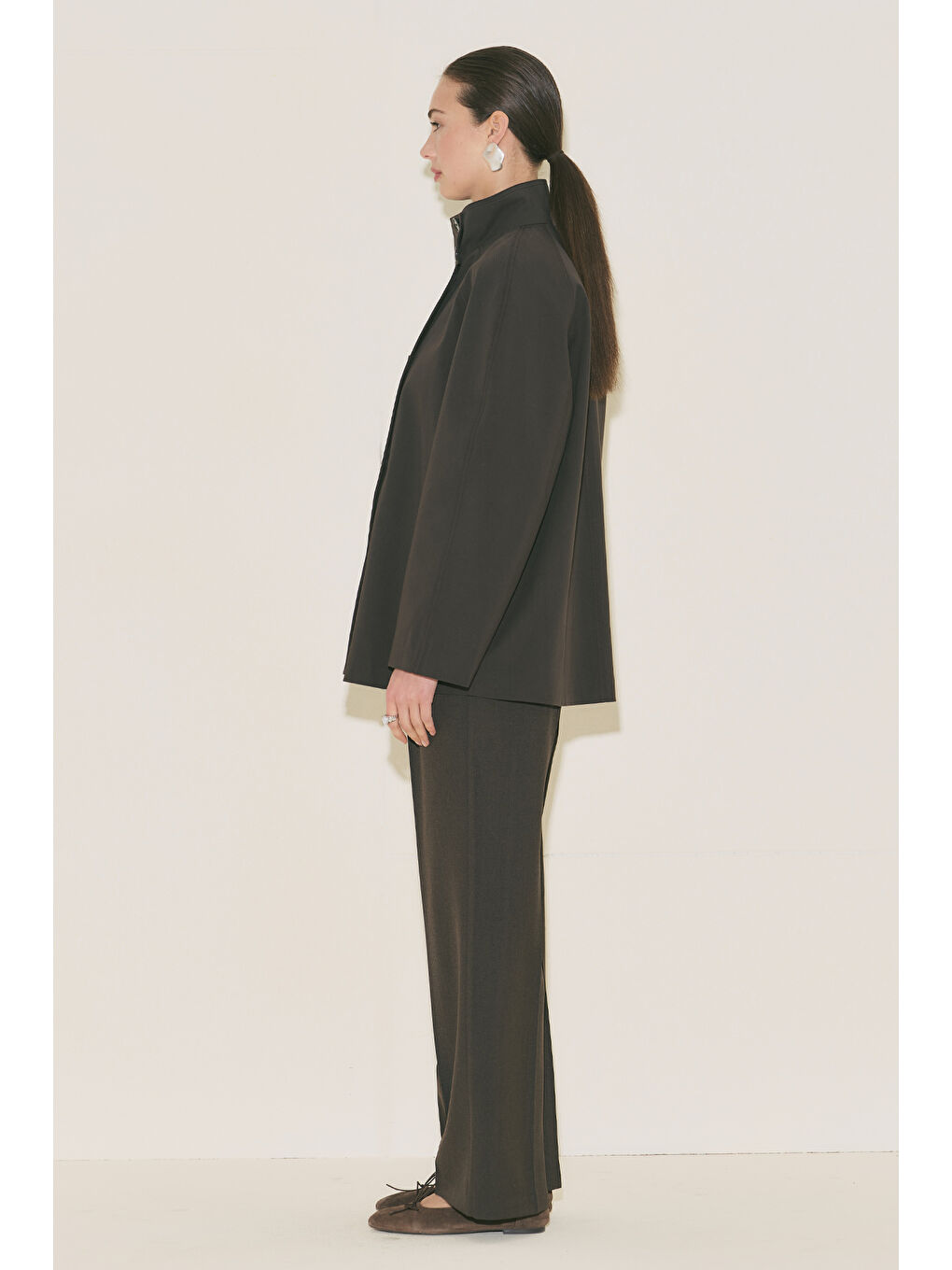 Henna Yüksek Yaka Trençkot Kahverengi-1