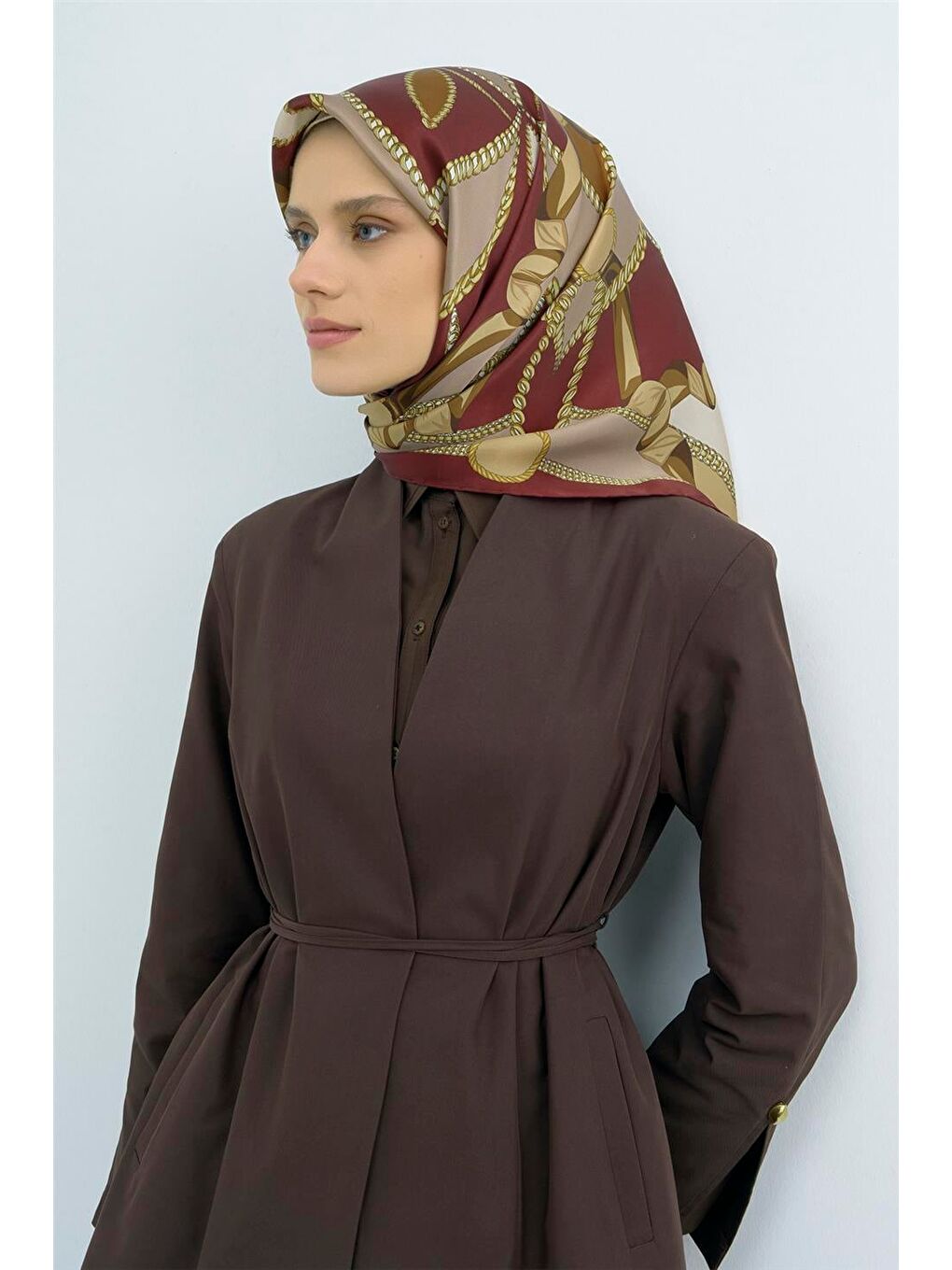 Bordo Saf İpek Sura Eşarp 9531D 03-1