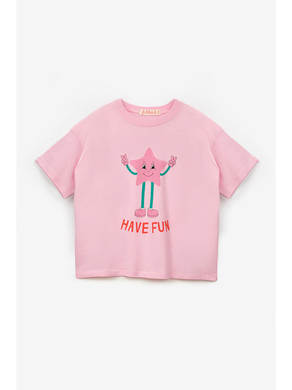 Pembe Mottolu Figürlü Çocuk Tişört Şort İkili Takım - Lole-3