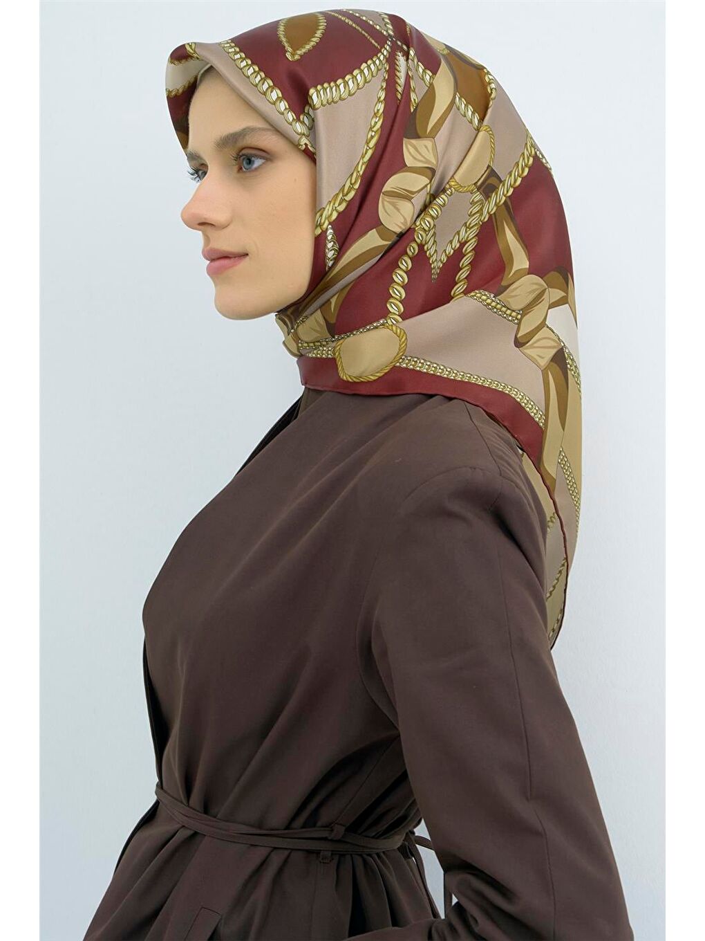 Bordo Saf İpek Sura Eşarp 9531D 03-2
