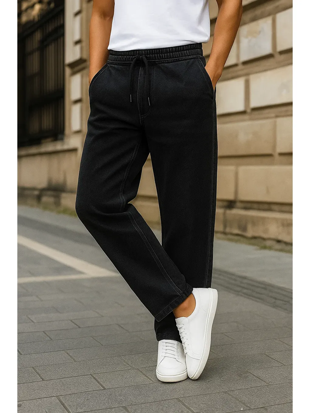 Erkek Günlük Premium Comfort Siyah Baggy Pantolon-3