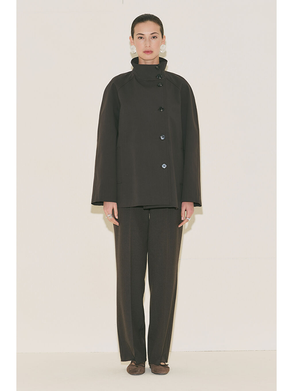 Henna Yüksek Yaka Trençkot Kahverengi-7