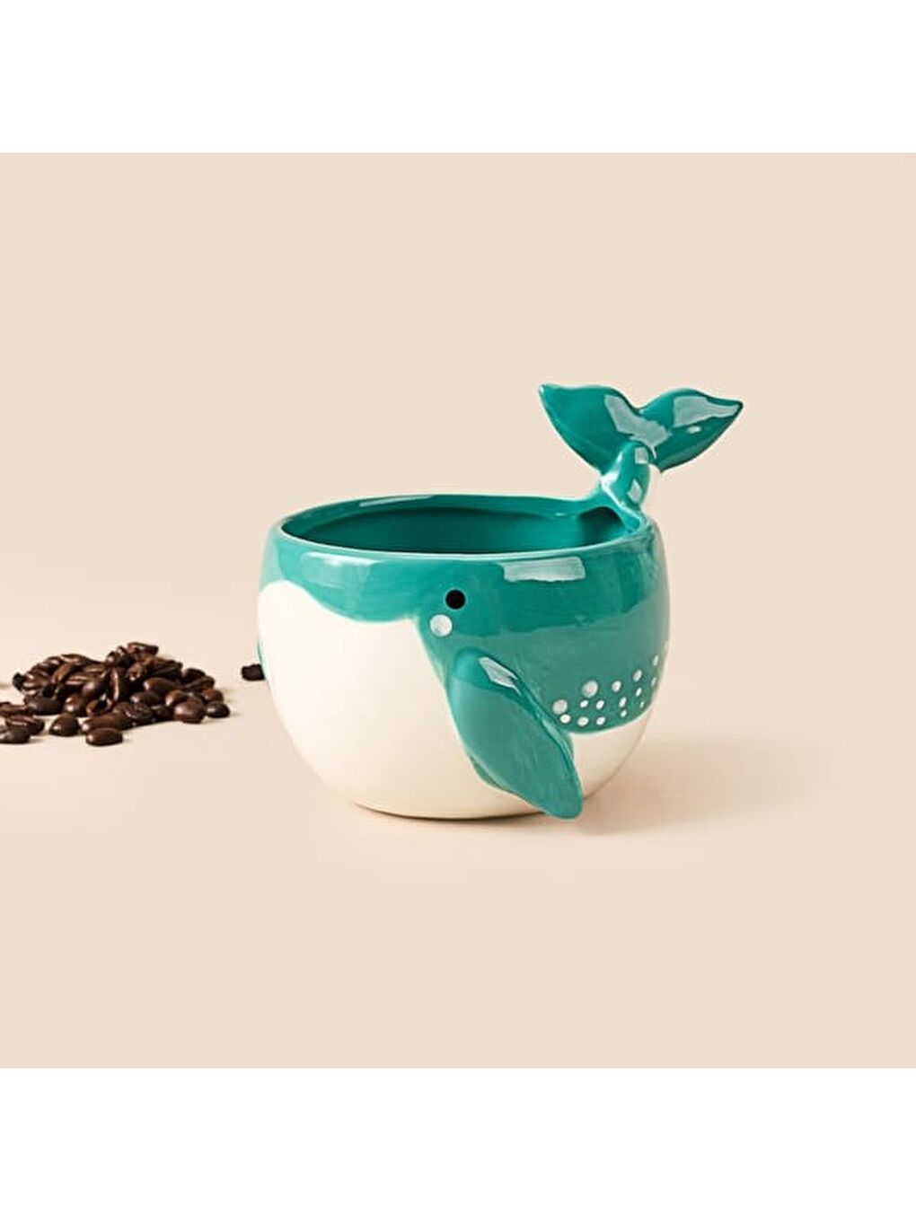 Kitchen Mavi Balina Desenli Seramik Kupa - Mavi - 500 ml-4