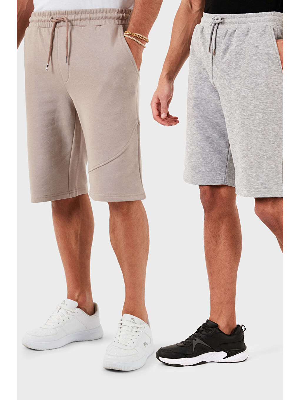 Gri Pamuklu Regular Fit Normal Bel Cepli 2'li Paket Şort 590804142S2